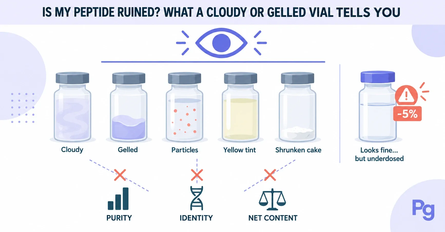 Is My Peptide Ruined? What a Cloudy, Gelled or Discolored Vial Tells You, and What It Can't